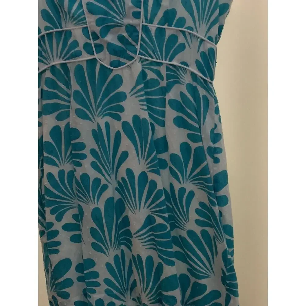 SOUTHERN FROCK Dress Women's 6 Blue White Sleeveless Classic Prep Cotton Lined - Picture 4 of 8